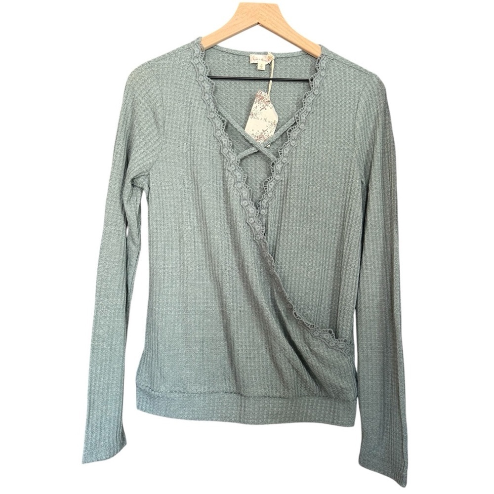 BNWT Hem & Thread Crossover Waffle Knit Top